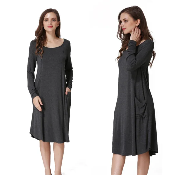 Long Sleeve Nursing Dress – Image 5