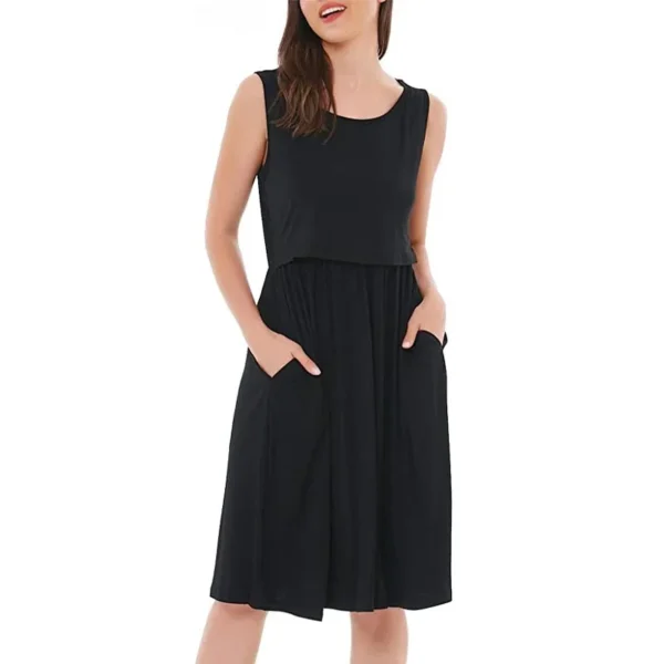 Solid Color Nursing Dress – Image 2