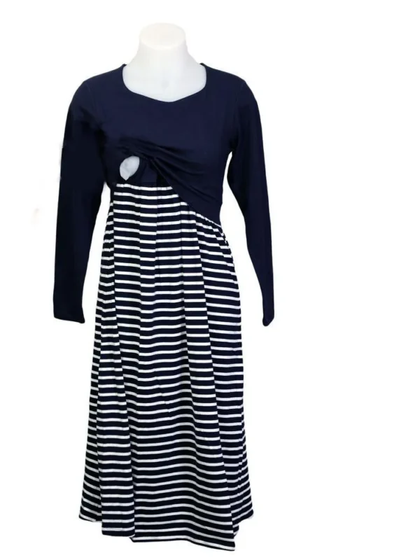 Blue Striped Nursing Dress